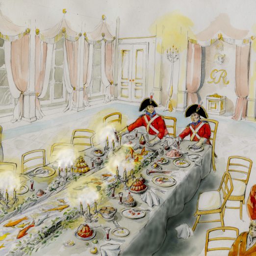 Scene 8: the Extravagant Prince Regent-John Harrison digs into leftovers at the conclusion of the Regency Fete June 1811 | Kate Morton
